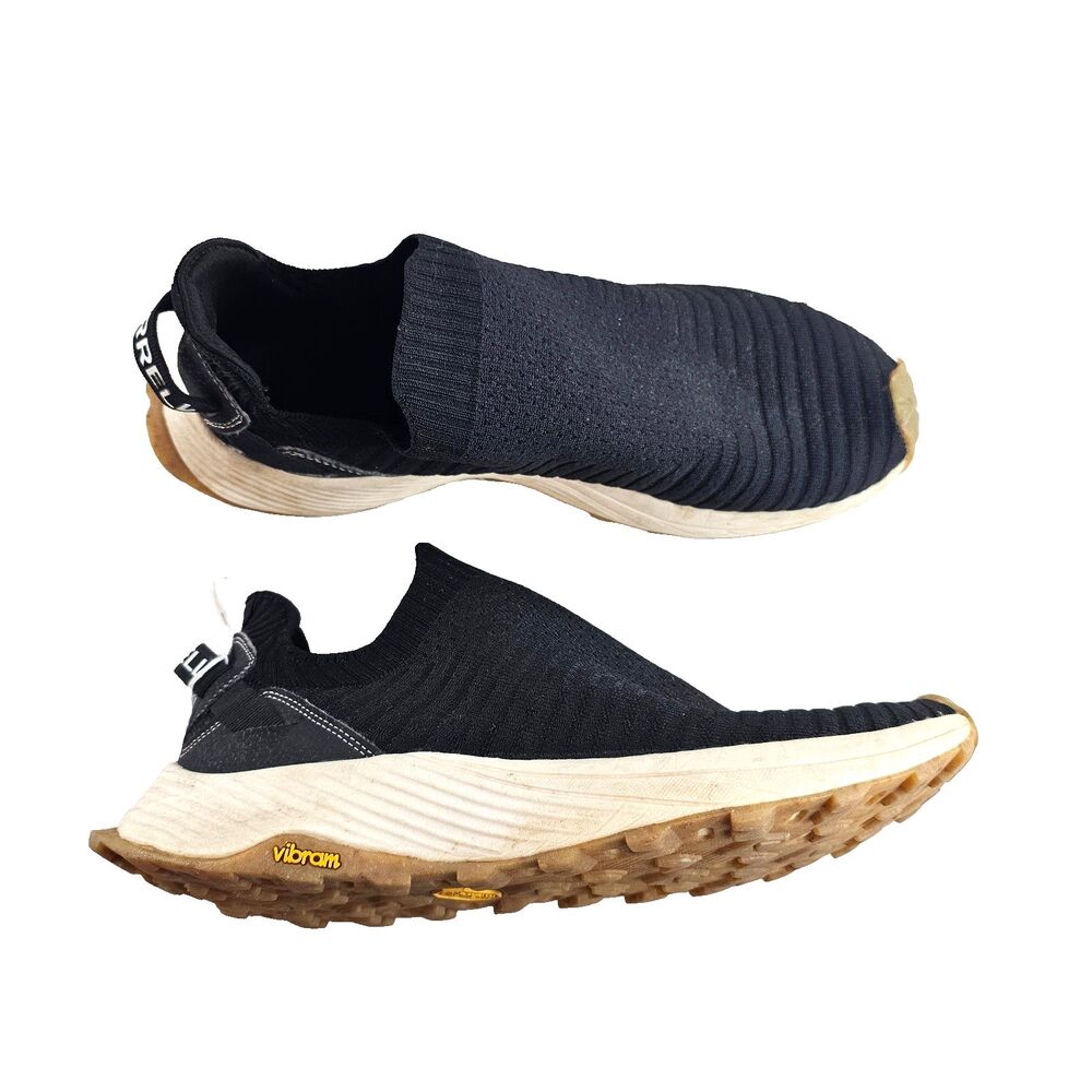 Merrell Embark Moc Shoes Mens 9 Black Slip On Knit Vibram Hiking Trail Outdoor
